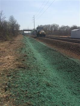 Grass seed planting along the rail line. (April 2018)