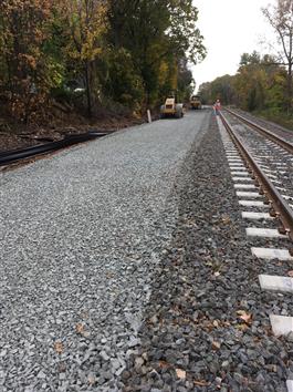 Construction of new rail bed in Windsor (November 2017)