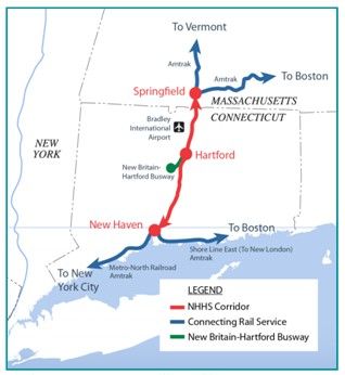 Figure 1-1 - NHHS Rail Corridor Connects Rail Service across the Northeast